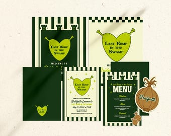 Last Romp in the Swamp Bachelorette Bundle Templates Editable Same Swamp Forever Bachelorette Invitation Itinerary Ogre Bach Welcome Sign