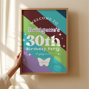 Thirty Flirty & Thriving 30th Birthday Welcome Sign Template (Digital Download, Canva Template)