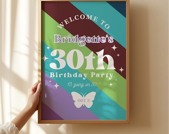 29 Going on 30 Birthday Welcome Sign Thirty Flirty & Thriving Welcome Sign 30th Birthday Party Welcome Sign Printable Sign Digital Download
