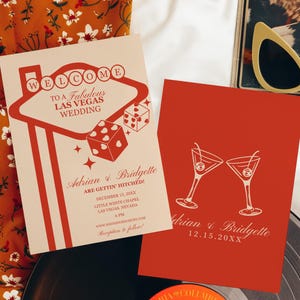 Zaproszenie na ślub w Las Vegas Szablon zaproszenia na ślub Lucky in Love Karty do gry Szablon zaproszenia na ślub Vintage Papeteria ślubna Kolorowa