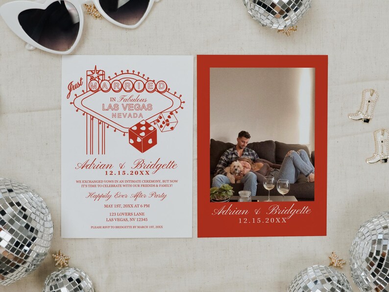 Las Vegas Elopement Announcement: Vintage Wedding Invitation (DIY Template) image 3