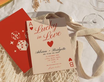 Lucky in Love Wedding Invitation Las Vegas Wedding Invite Playing Cards Wedding Invitation Template Vintage Wedding Stationery Perfect Match