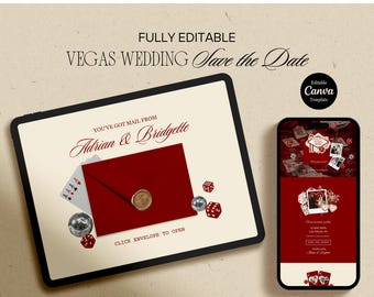 Vegas Wedding Save the Date Website Template Editable DIY Digital Save the Date Website Lucky in Love Vegas Elopement Save the Date Template