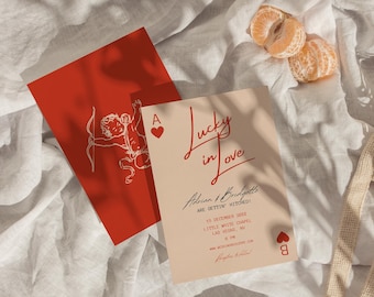 Lucky in Love Wedding Invitation Las Vegas Wedding Invite Playing Cards Wedding Invitation Template Vintage Wedding Stationery Perfect Match