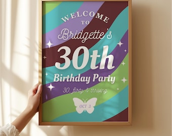 Retro 30th Birthday Welcome Sign: DIY Printable Template