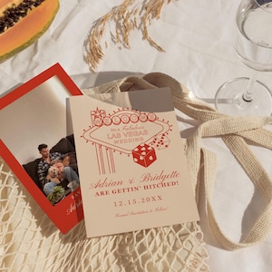 Invitación de boda vintage con diseño de Save the Date dibujada a mano. Invitación de boda vintage con diseño de Save the Date en Las Vegas. Papelería de boda vintage escrita a mano. Invitación de boda original