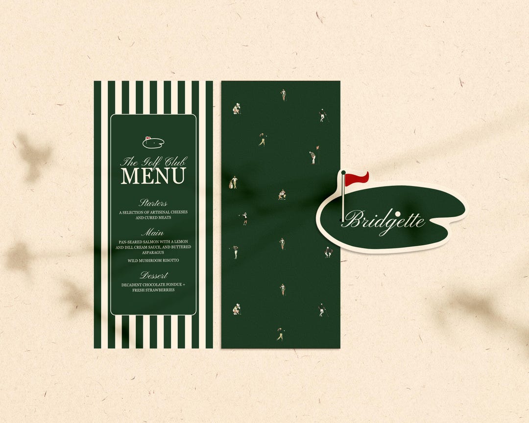 Golf Course Menu Template Golf Menu Template Editable Vintage Country Club Menu and Place Cards ...