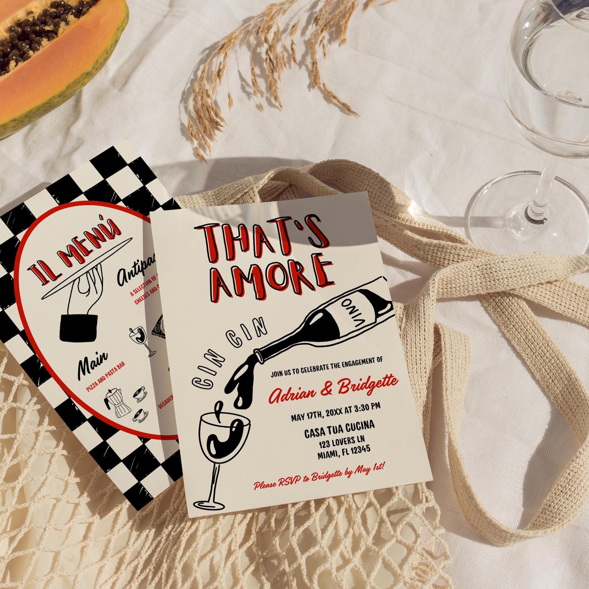 That's Amore Engagement Party Invite Hand Drawn Italian Wedding Menu Template Mediterranean Wedding Invitation Hand Drawn Invite Template