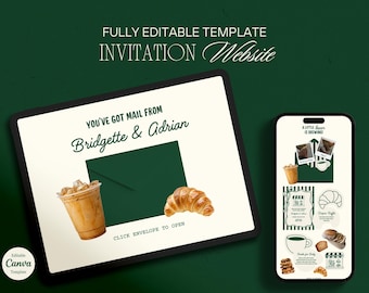 Cafe Bebe Baby Shower Invitation Website Template Editable Coffee Shop Baby Shower Website Coffee Baby Shower Digital Invitation Website