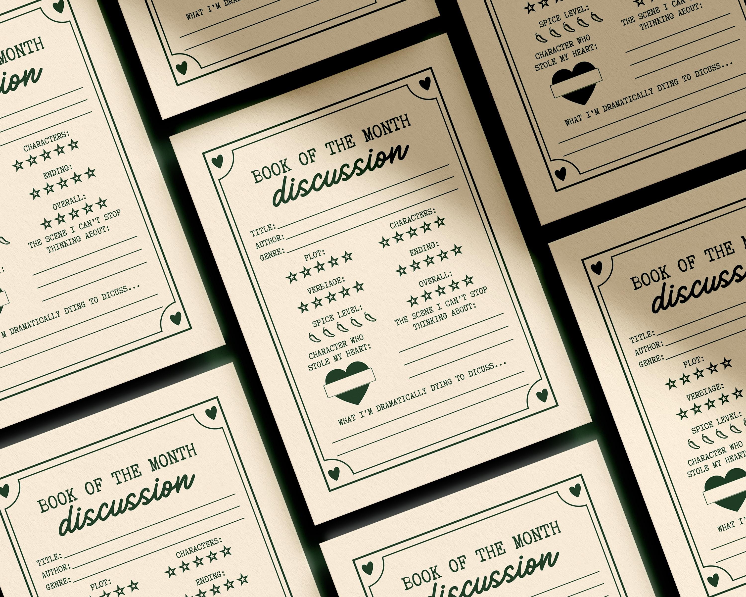 Book Club Invitation Template Editable Book Club Discussion Sheet ...