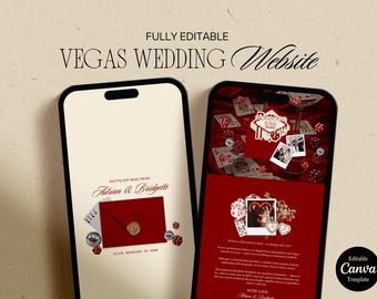Vegas Elopement Website Template Editable Vegas Wedding Invitation Website RSVP Google Forms Lucky in Love Vegas Elopement Reception Invite