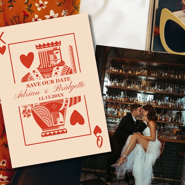 Playing Cards Save the Date Template Casino Night Save the Date Invitation Editable Save our Date Photo Card Printable Vintage Save the Date