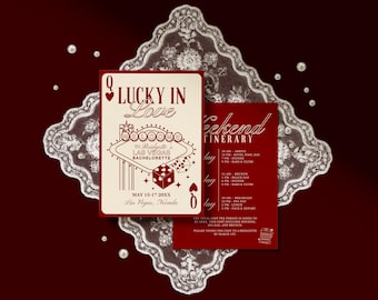 Vegas Bachelorette Itinerary Template Editable Lucky in Love Bachelorette Invitation Vegas Weekend Schedule Vegas Girls Trip Itinerary Canva
