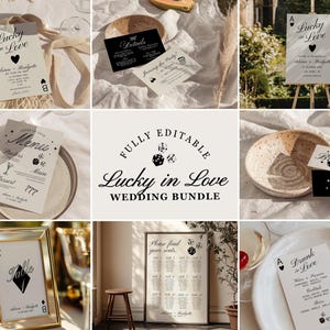 PACCHETTO MODELLI PER MATRIMONIO Suite per matrimonio Lucky in Love Cancelleria per matrimonio Vegas disegnata a mano Carte da gioco Invito per matrimonio Matrimonio vintage