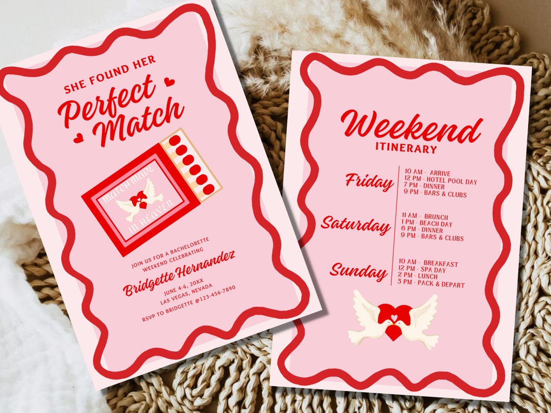Perfect Match Bachelorette Party Downloadable Invitation Template She