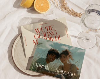 Retro Wedding Save the Date Template Editable Bold Wedding Invite Colorful Save the Date Modern Wedding Template Save the Date Invitation