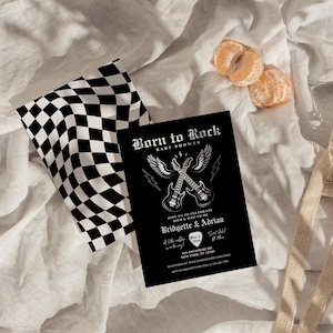 Rock N Roll Baby Shower Invitation Guitar Baby Shower Rockstar Baby Shower Invite Rock and Roll Editable Baby Shower Invitation Suite