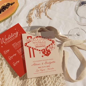 Las Vegas bruiloft weekend route Lucky in Love bruiloft uitnodiging sjabloon Vintage Vegas bruiloft briefpapier Viva Las Vegas Wedding Casino