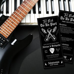 Rock Konzert Hochzeitseinladung Vorlage Gig Ticket Rock N Roll Hochzeit Schreibwaren Bis der Tod uns scheidet Alternative Hochzeitseinladung