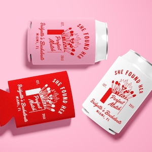 Perfect Match Bachelorette Can Cooler Match Made in Heaven Can Insulator Bachelorette Party Favors Bachelorette Can Huggers Custom Favors