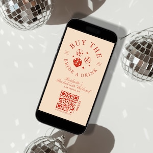 Plantilla de historia de Cómprale una bebida a la novia Código QR de Venmo Cash para despedida de soltera personalizada Código QR de fiesta personalizado para despedida de soltera en Las Vegas Instagram