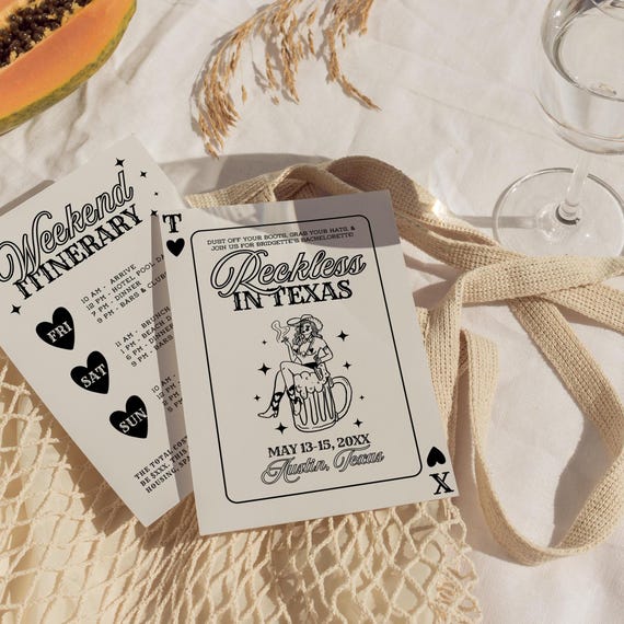 Reckless in Texas Bachelorette Invitation: Hot Cowgirl Theme (DIY Editable Canva Template)