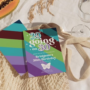 30 ans, invitation d'anniversaire sur le thème, modifiable 30e anniversaire, invitation fête d'anniversaire rétro, invitation numérique rétro, trente ans
