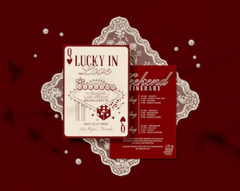 Vegas Bachelorette Itinerary Template Editable Lucky in Love Bachelorette Invitation Vegas Weekend Schedule Vegas Girls Trip Itinerary Canva