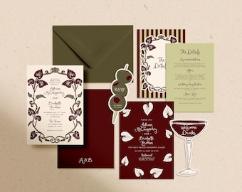 Botanical Wedding Bundle Templates Editable Anthurium Wedding Invitation Hand Drawn Floral Wedding Invitation Suite Whimsical Wedding Invite