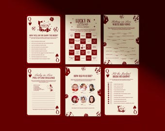 Vegas Bachelorette Party Games Lucky in Love Bachelorette Games Bridal Game Template Casino Bachelorette Games Editable Canva Template