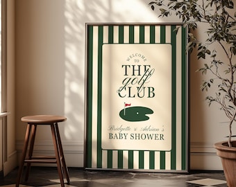 Golf Baby Shower Welcome Sign Template Editable New to the Club Golf Baby Shower Vintage Country Club Golf Party Welcome Sign Old Money Golf