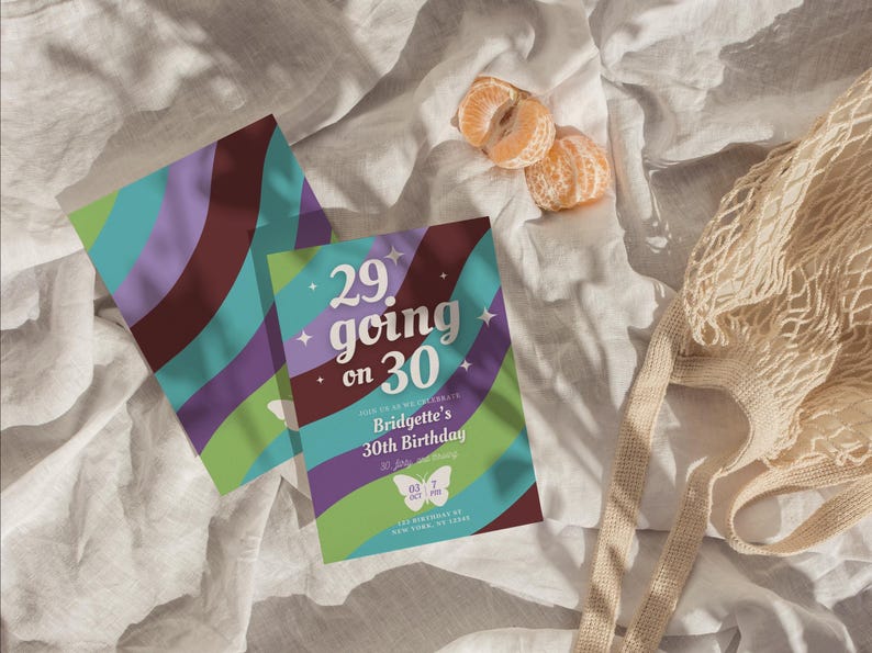 Thirty Flirty and Thriving Birthday Invitation Template Editable Retro 29 Going on 30 Birthday Invite 30th Birthday Invitation Throwback image 3