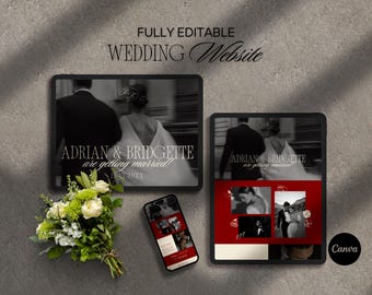 Vegas Wedding Website Template: Lucky in Love Design (Editable Canva)