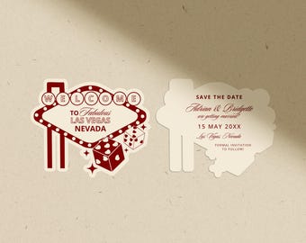Vegas Save the Date Invitation Template Editable Lucky in Love Wedding Stationery Retro Vegas Wedding Invitation Vegas Elopement Invitation