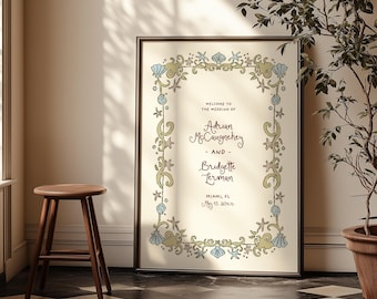 Coastal Wedding Welcome Sign Template Editable Seaside Wedding Welcome Sign Hand Drawn Beach Wedding Signage Whimsical Wedding Sign Colorful