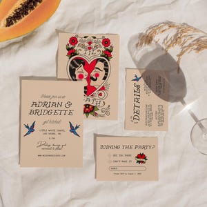 TRADITIONAL TATTOO WEDDING Invitation Old School Tattoo Wedding Stationery Rock N Roll Vintage Wedding Tattoo Custom Wedding Suite Template