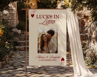 Vegas Wedding Welcome Sign Template Editable Lucky in Love Las Vegas Wedding Welcome Sign Vintage Vegas Reception Party Welcome Sign Custom