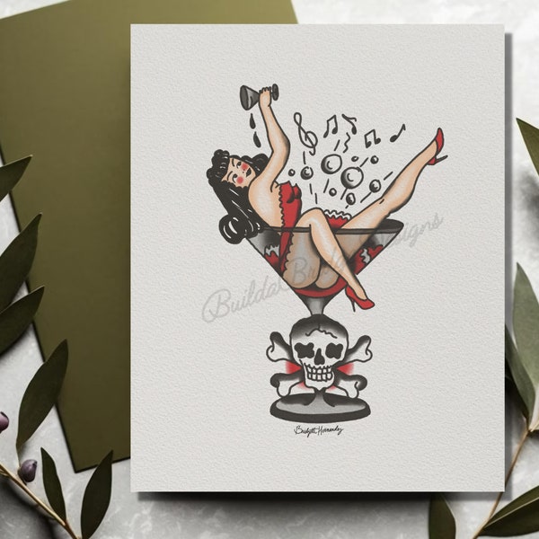 Pin Up Sailor Tattoo Old School Traditional Tattoo Flash Art Digital Art Print Old School Tattoo Flash Design