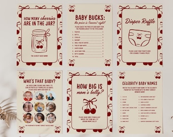 Cherry On Top Baby Shower Games Cherry Themed Baby Shower She’s the Cherry On Top Hand Drawn Coquette Ribbon Editable Baby Sprinkle Games