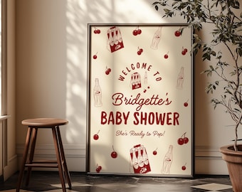 Ready to Pop Baby Shower Welcome Sign Template Editable Soda Baby Shower Welcome Sign 50s Style Vintage Soda Welcome Sign Retro Pop Signage