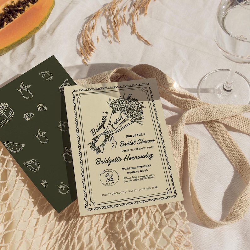 Modello di invito per la festa nuziale "Fresco dal mercato" Modello di invito per la festa nuziale "Fresco dal mercato" immagine 1