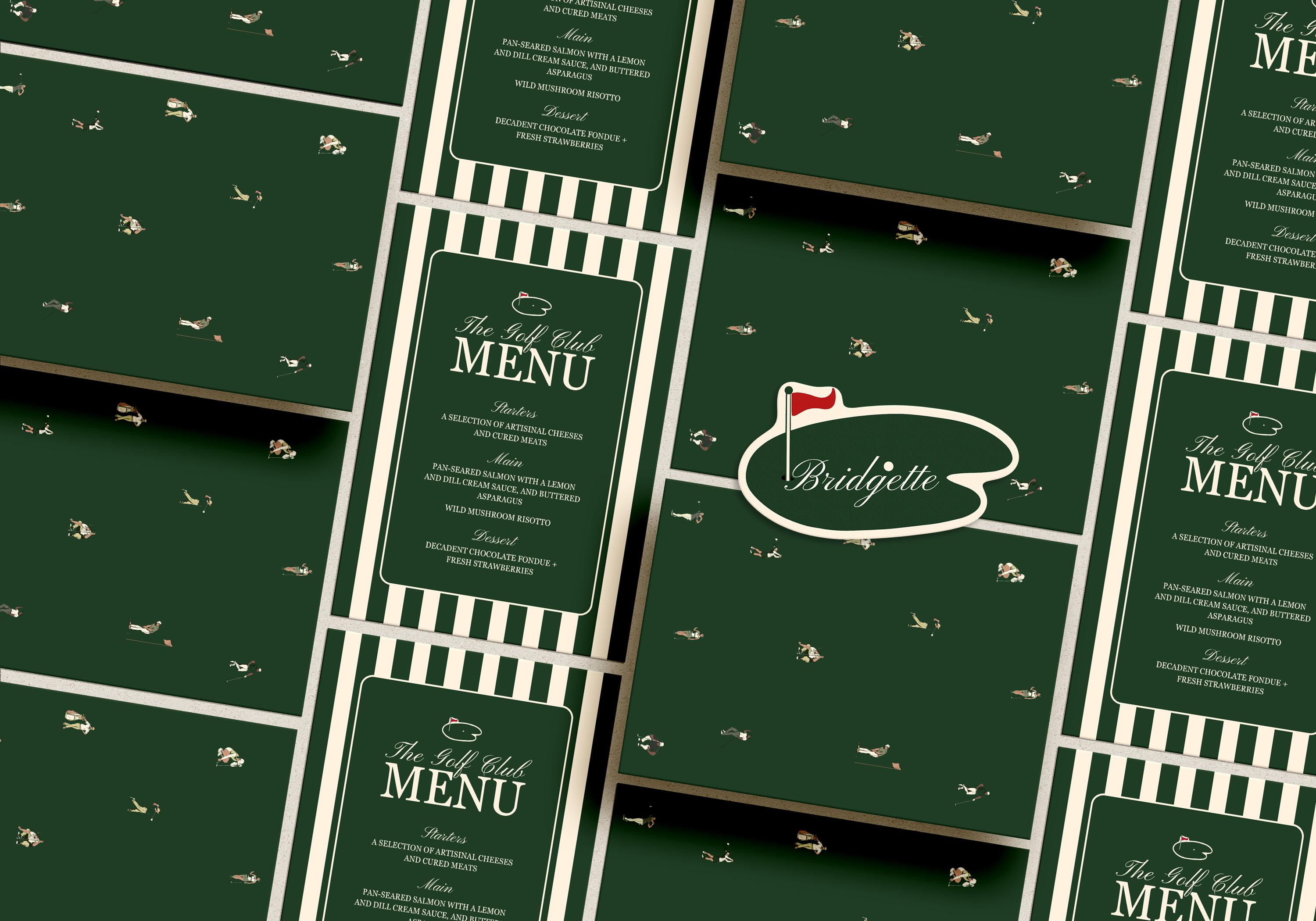 Golf Menu Template Editable Vintage Country Club Menu and Place Cards ...