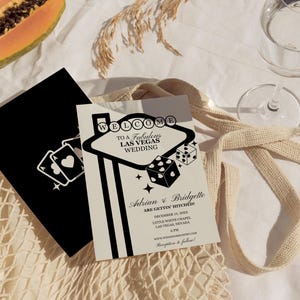 Faire-part de mariage à Las Vegas, invitation de mariage porte-bonheur, cartes à jouer, modèle de faire-part de mariage, papeterie de mariage vintage, correspondance parfaite