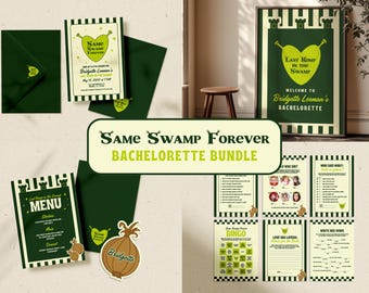Last Romp in the Swamp Bachelorette Bundle Same Swamp Forever Editable Invitation Template Ogre Bachelorette Invite Itinerary Shrexy Ogre