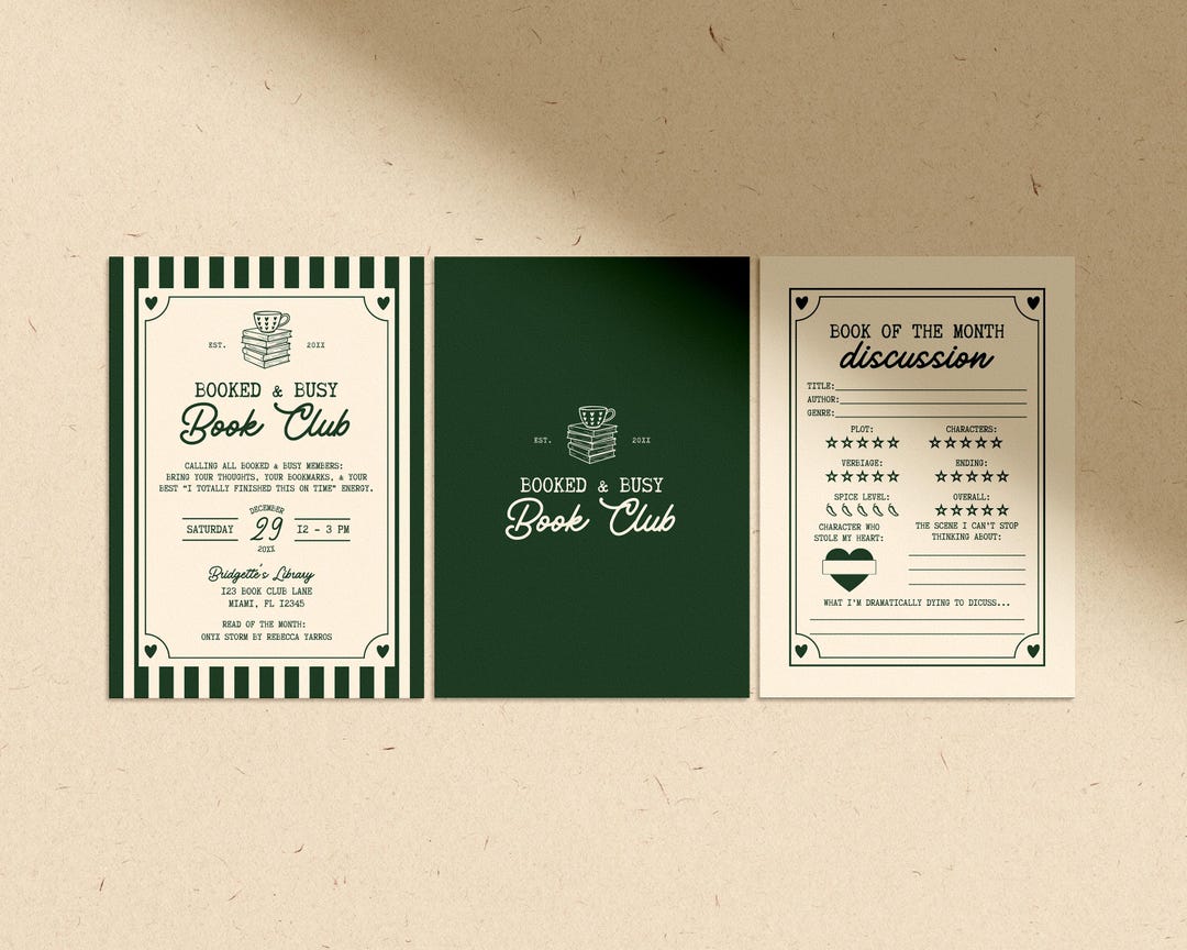 Book Club Invitation Template Editable Book Club Discussion Sheet ...