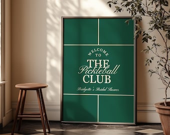 Pickleball Club Welcome Sign Template Editable Elegant Country Club Decor Custom Pickleball Sign Hand Drawn Pickleball Welcome Sign Birthday