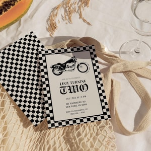 Biker 2nd Birthday Party Invitation Template Bad Two the Bone Second Birthday Alternative Biker Birthday Party Theme Motorcycle Birthday