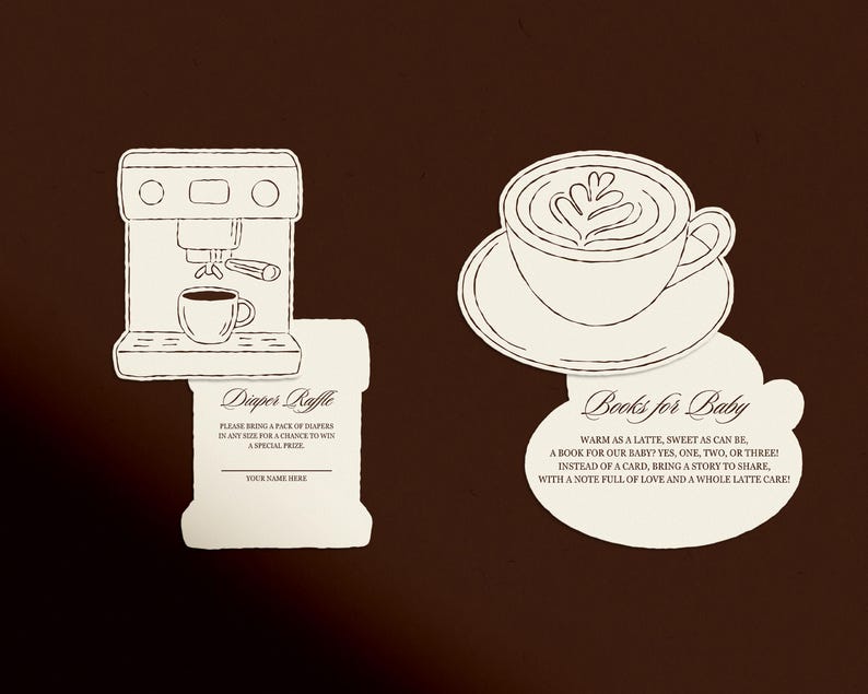 Plantilla de invitación para baby shower de French Cafe Bebe Cafetería Baby Shower Café Baby Sprinkle Libros de rifa de pañales para bebé Baby Is Brewing imagen 4