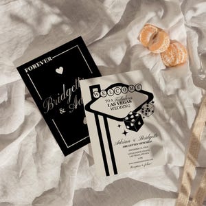 Convite de casamento em Las Vegas Lucky in Love Convite de casamento Cartas de baralho Modelo de convite de casamento Papelaria de casamento vintage Combinação perfeita