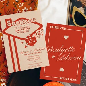 Plantilla de invitación de boda de Las Vegas, invitación de boda con suerte en el amor, invitación de boda con naipes, plantilla de papelería de boda vintage